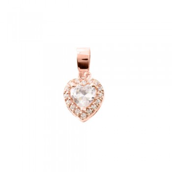 Μενταγιόν καρδιά από ροζ χρυσό Κ14