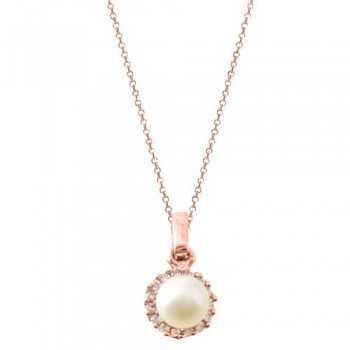 Μενταγιόν από ροζ χρυσό Κ14 με αλυσίδα