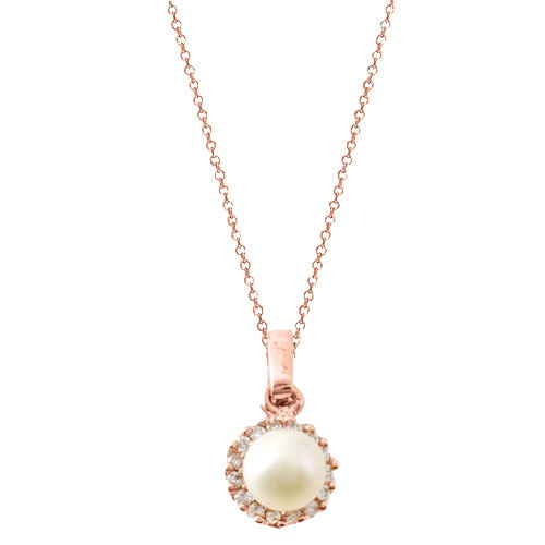 Μενταγιόν από ροζ χρυσό Κ14 με αλυσίδα