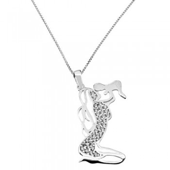 Λευκόχρυσο μενταγιόν μαμά Κ14 με αλυσίδα