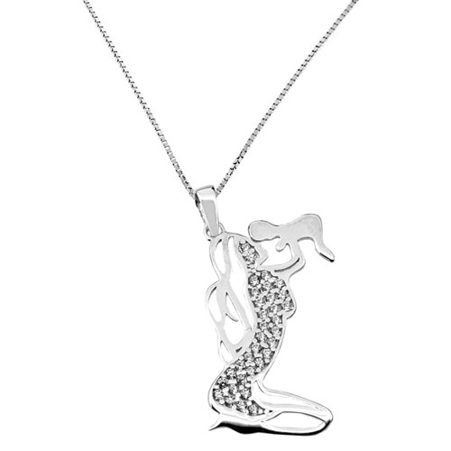 Λευκόχρυσο μενταγιόν μαμά Κ14 με αλυσίδα