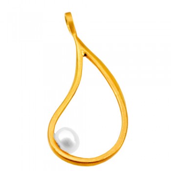 Χρυσό χειροποίητο μενταγιόν Κ14 με μαργαριτάρι