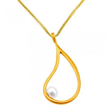 Χρυσό χειροποίητο μενταγιόν Κ14 με αλυσίδα