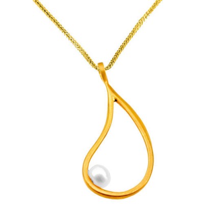 Χρυσό χειροποίητο μενταγιόν Κ14 με αλυσίδα