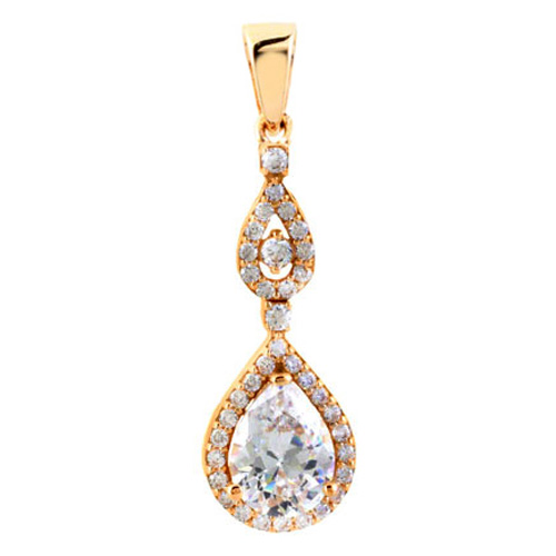 Μενταγιόν από ροζ χρυσό Κ14 με ζιργκόν