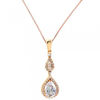 Μενταγιόν από ροζ χρυσό Κ14 με αλυσίδα