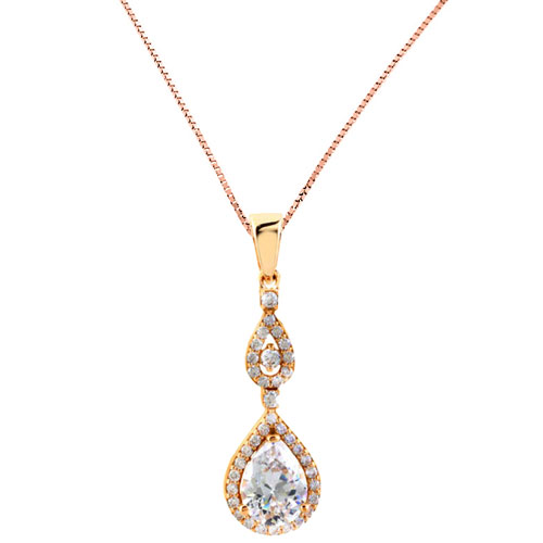 Μενταγιόν από ροζ χρυσό Κ14 με αλυσίδα