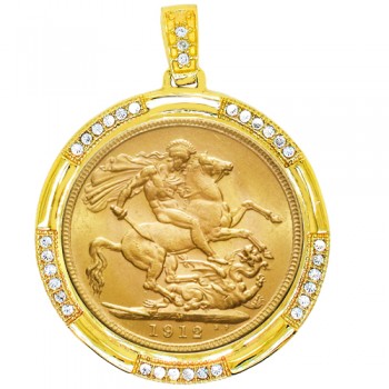 Χρυσό μενταγιόν Κ14 για λίρα