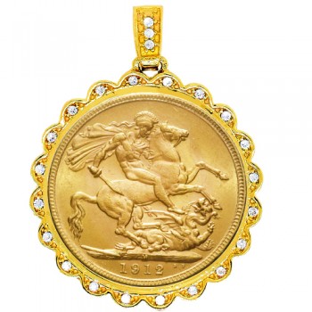 Χρυσό μενταγιόν Κ14 για λίρα