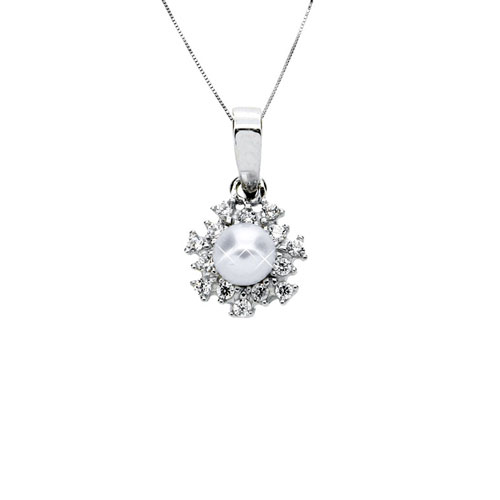 Λευκόχρυσο μενταγιόν Κ14 με αλυσίδα