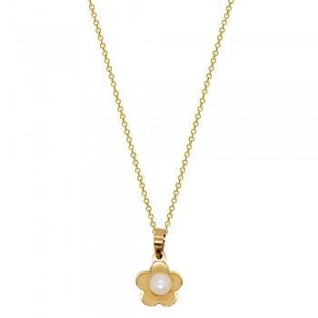 Χρυσό μενταγιόν λουλούδι Κ14 με αλυσίδα