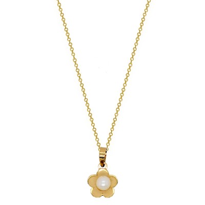 Χρυσό μενταγιόν λουλούδι Κ14 με αλυσίδα