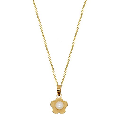 Χρυσό μενταγιόν λουλούδι Κ14 με αλυσίδα