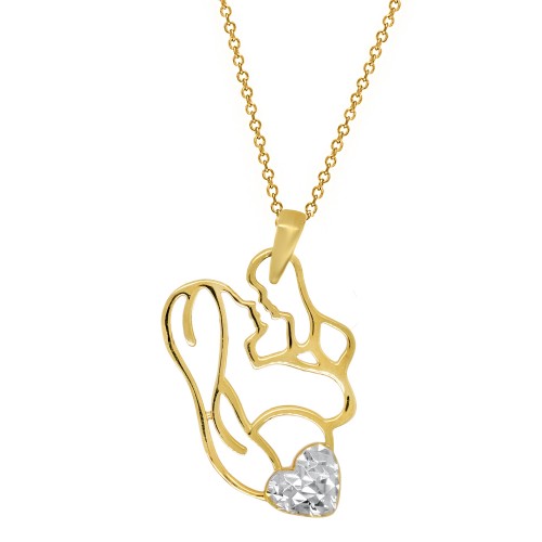 Χρυσό μενταγιόν μαμά και μωρό Κ14 με αλυσίδα