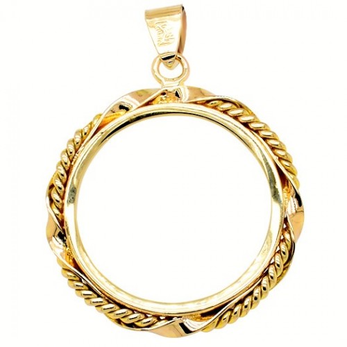 Χρυσό χειροποίητο μενταγιόν Κ14 για λίρα