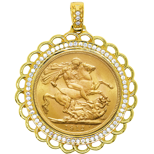 Χρυσό μενταγιόν Κ14 για λίρα