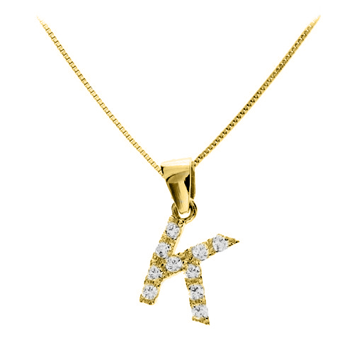 Χρυσό μενταγιόν μονόγραμμα Κ14 με αλυσίδα