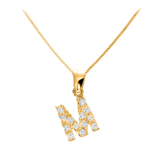 Χρυσό μενταγιόν μονόγραμμα Κ14 με αλυσίδα