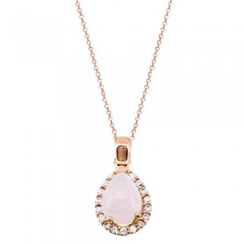Ροζ χρυσό μενταγιόν σταγόνα Κ14 με αλυσίδα