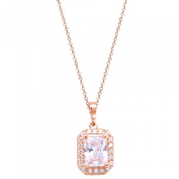 Ροζ χρυσό μενταγιόν Κ14 με αλυσίδα