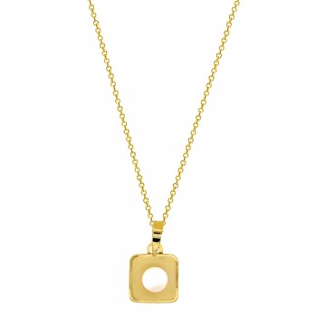 Χρυσό τετράγωνο μενταγιόν Κ14 με αλυσίδα