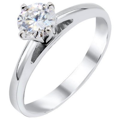 Λευκόχρυσο μονόπετρο δαχτυλίδι Κ18 με μοϊσανίτη