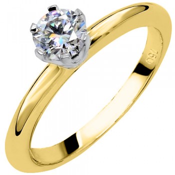 Χρυσό μονόπετρο δαχτυλίδι Κ18 με μοϊσανίτη