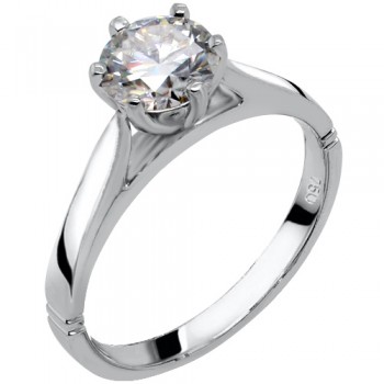 Λευκόχρυσο μονόπετρο δαχτυλίδι Κ18 με μοϊσανίτη