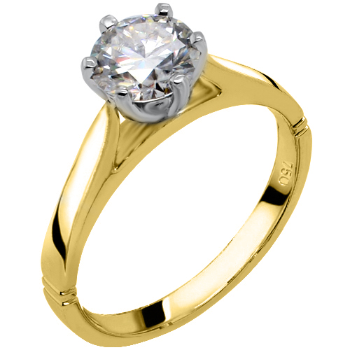 Χρυσό μονόπετρο δαχτυλίδι Κ18 με μοϊσανίτη