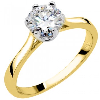 Χρυσό μονόπετρο δαχτυλίδι Κ18 με μοϊσανίτη