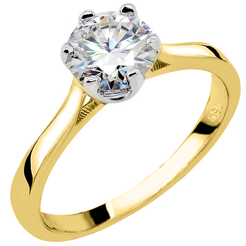 Χρυσό μονόπετρο δαχτυλίδι Κ18 με μοϊσανίτη