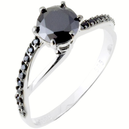 Λευκόχρυσο μονόπετρο δαχτυλίδι Κ14 με ζιργκόν