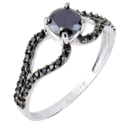 Λευκόχρυσο μονόπετρο δαχτυλίδι Κ14 με ζιργκόν