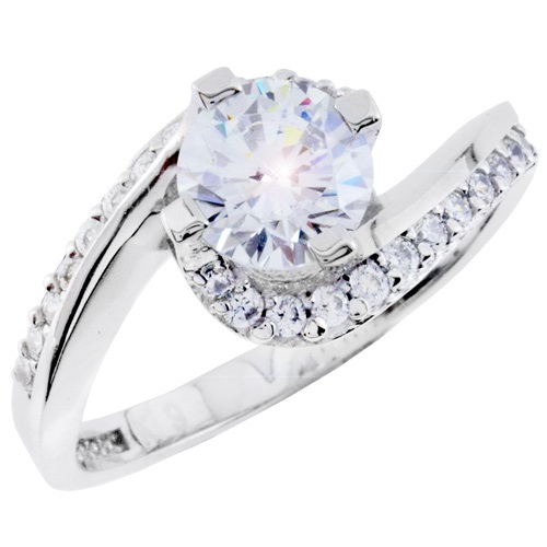 Λευκόχρυσο μονόπετρο δαχτυλίδι Κ9 με ζιργκόν