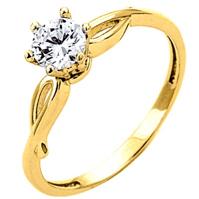 Χρυσό μονόπετρο δαχτυλίδι Κ9
