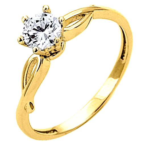 Χρυσό μονόπετρο δαχτυλίδι Κ9