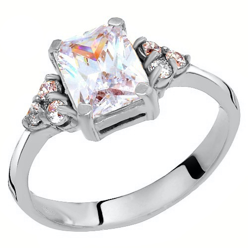 Λευκόχρυσο μονόπετρο δαχτυλίδι Κ14 με ζιργκόν