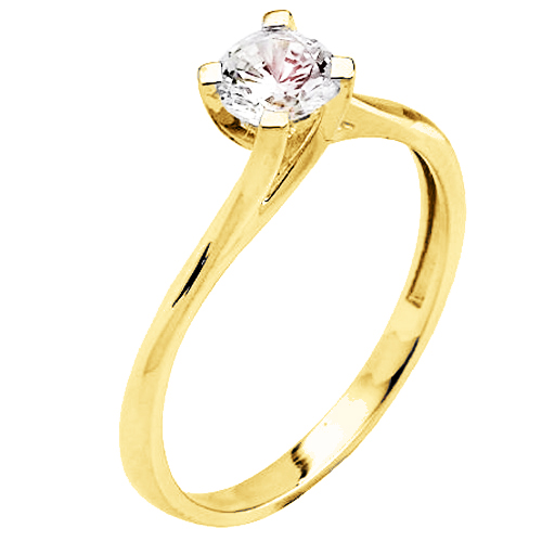 Χρυσό μονόπετρο δαχτυλίδι φλόγα Κ9 με ζιργκόν