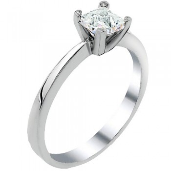 Λευκόχρυσο μονόπετρο δαχτυλίδι Κ14 με ζιργκόν