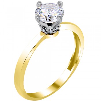 Χρυσό μονόπετρο δαχτυλίδι Κ14 με ζιργκόν