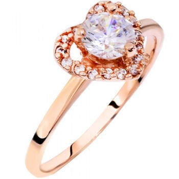 Μονόπετρο δαχτυλίδι από ροζ χρυσό Κ14 με ζιργκόν