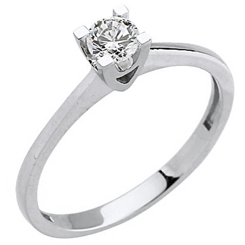 Λευκόχρυσο μονόπετρο δαχτυλίδι Κ9 με ζιργκόν