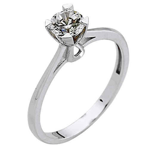 Λευκόχρυσο μονόπετρο δαχτυλίδι Κ9 με ζιργκόν