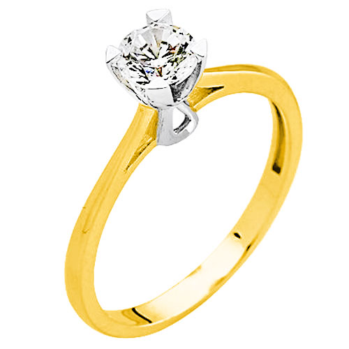 Χρυσό μονόπετρο δαχτυλίδι Κ14 με ζιργκόν