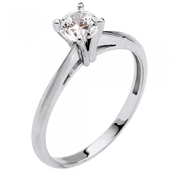 Λευκόχρυσο μονόπετρο δαχτυλίδι Κ9 με ζιργκόν