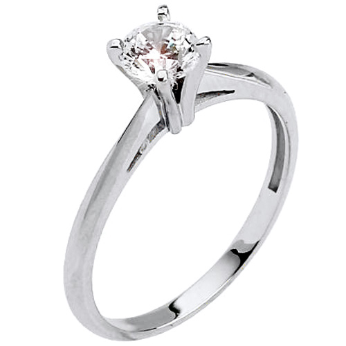 Λευκόχρυσο μονόπετρο δαχτυλίδι Κ9 με ζιργκόν