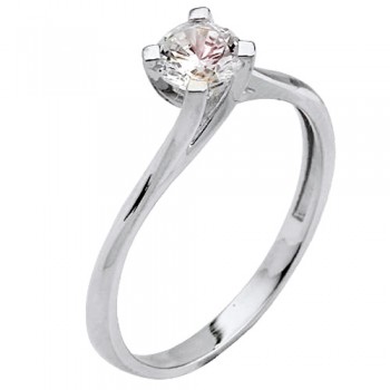 Λευκόχρυσο μονόπετρο δαχτυλίδι Κ9 με ζιργκόν