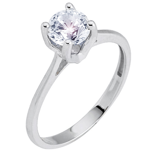 Λευκόχρυσο μονόπετρο δαχτυλίδι Κ9 με ζιργκόν