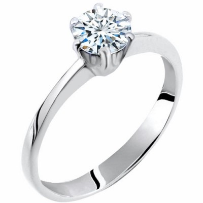 Λευκόχρυσο μονόπετρο δαχτυλίδι Κ14 με ζιργκόν