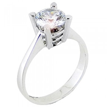 Λευκόχρυσο μονόπετρο δαχτυλίδι Κ14 με ζιργκόν